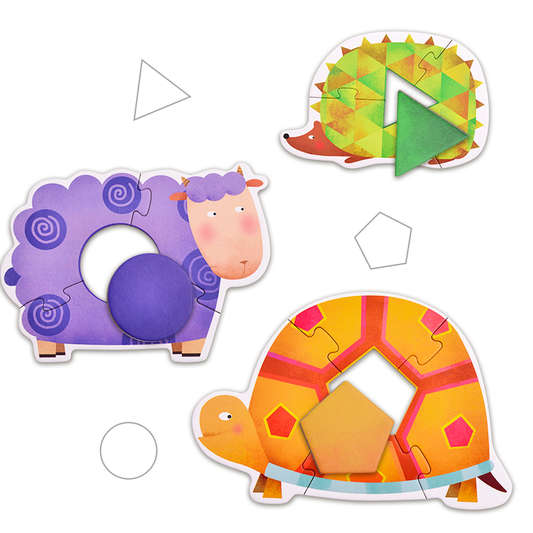 Mon 1er puzzle animaux géométriques Mon 1er puzzle animaux géométriques MIDEER