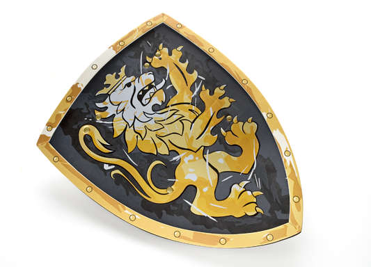 Bouclier du chevalier lion doré noir Bouclier du chevalier lion doré noir LIONTOUCH