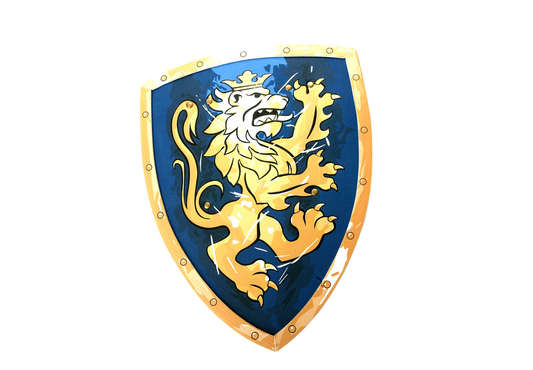 Bouclier de chevalier lion doré bleu Bouclier de chevalier lion doré bleu LIONTOUCH