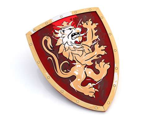 Bouclier du chevalier lion doré rouge Bouclier du chevalier lion doré rouge LIONTOUCH